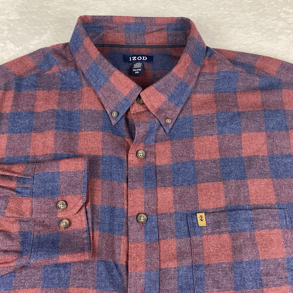 IZOD Flannel Shirt Mens XXL‎ Velvet Maroon NWT!
